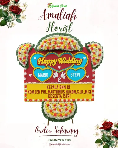 Karangan Papan Bunga Pernikahan di Randuagung